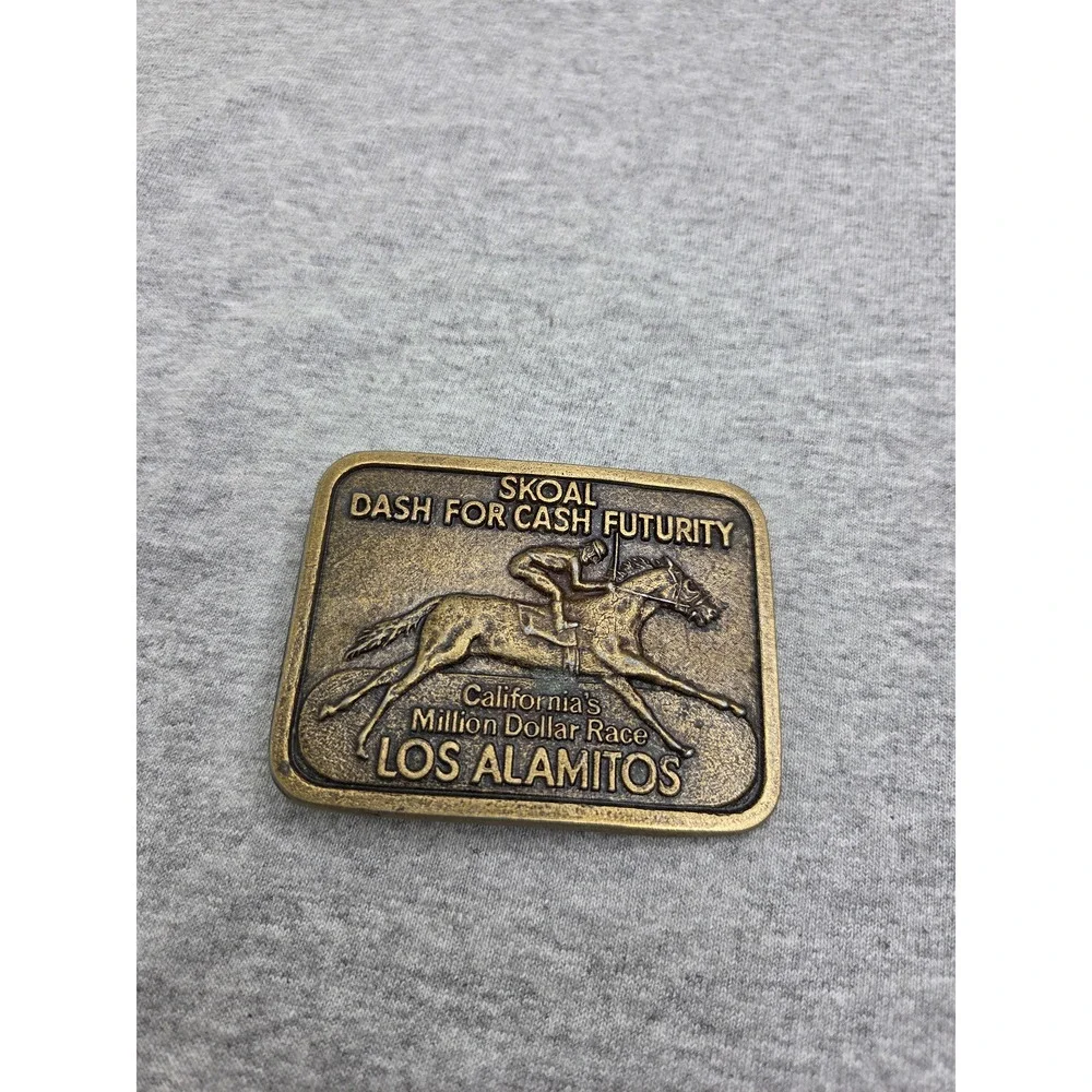 Rare Skoal Dash For Cash Million Dollar Race Brass Belt Buckle